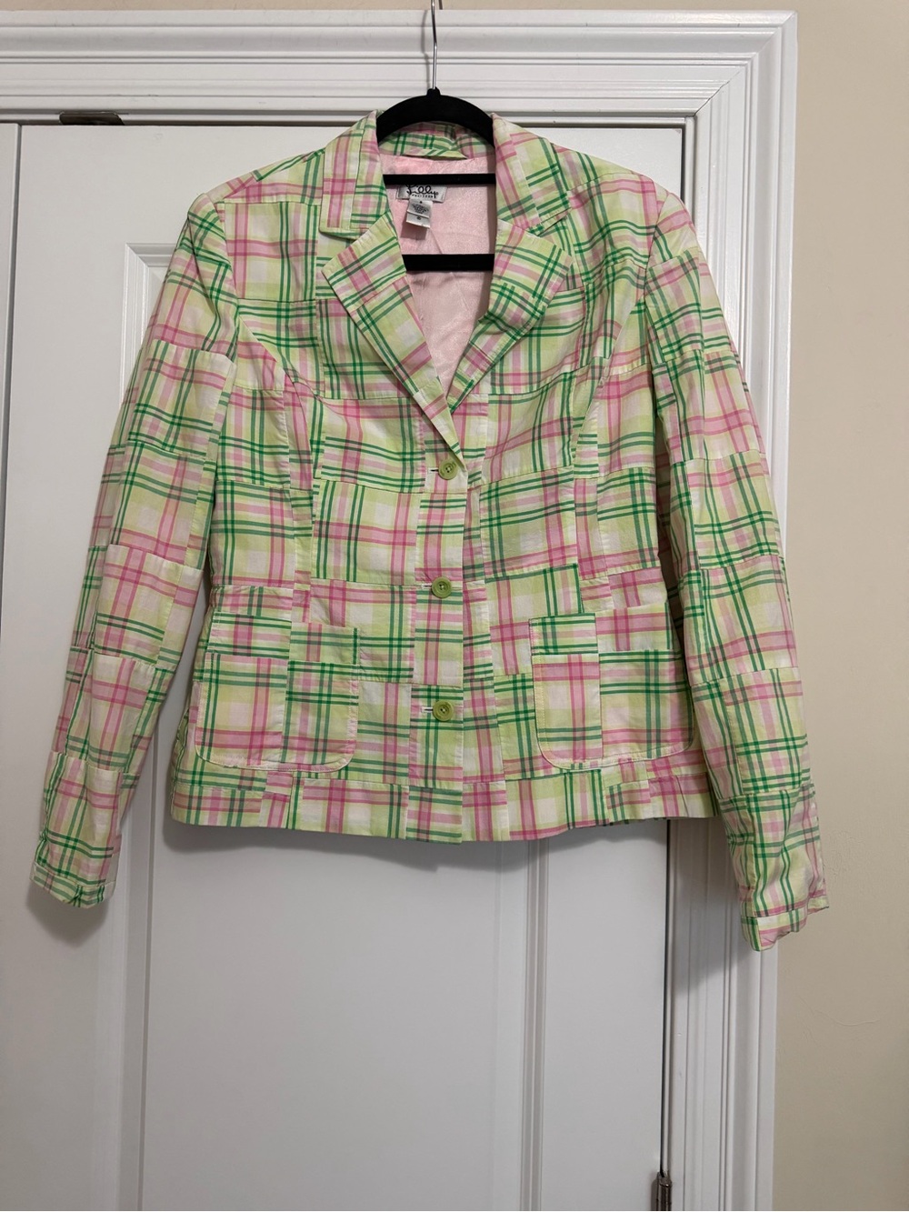 Lilly Pulitzer Pastel Plaid Blazer in Pink & Green
